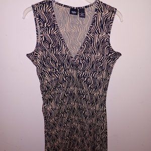 Women's tribal tiger ethnic print sleeveless crossover tan/black Dress Small